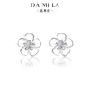 Aretes de Flor de Plata Pura S999 Damila con Circonita para Mujer, Pétalos Florecientes Frescos y Dulces, Venta al por Mayor de Aretes de Plata Pura