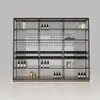 Gabinete de Vino de Aleación de Aluminio Estilo Italiano Vidrio Templado Gabinete de Metal y Vidrio Minimalista Moderno para Sala de Estar Gabinete de Almacenamiento de Alta Gama