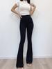 Pantalones de traje ajustados y elásticos de cintura alta de estilo europeo y americano para mujer, nuevos pantalones acampanados con drapeado adelgazante de otoño 2023