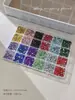 Accesorios de arte para uñas transfronterizos, 24 compartimentos, diamantes de imitación de fondo plano mixtos, decoración DIY de uñas de colores caramelo de moda, diamantes de imitación redondos de resina, venta al por mayor