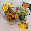Girassol Buquê Pequeno Tecido de Seda Vintage Flores Secas Decoração Sala de Estar Arranjo Floral Estilo Pastoral Flores Artificiais Estilo Campestre