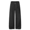 C992 Estilo Old Money da High Street Unissex High-End Design de Dobras Plissadas Corte Reto Calças Casuais Largas Soltas Masculinas
