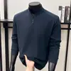 Sudadera para hombre con lana de oveja, seda y terciopelo, nuevo modelo otoño 2026, camisa base casual de alta calidad con cuello alto para hombre