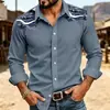 Camisa de negocios retro americana para hombre de manga larga de Amazon Europa y América, nueva camisa casual para hombre de primavera y otoño, disponible para dropshipping