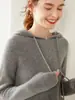 Suéter de Cachemira con Capucha Otoño Nuevo para Mujer Cachemir Espeso Tejido de Punto Suéter Básico Estilo Coreano Holgado Adelgazante Suéter Exterior