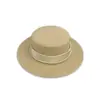 Nuevo Sombrero de Paja Francés de Perlas con Copa Plana Moda Retro de Gama Alta Sombrero de Sol para Mujer Simple Ins Sombrero de Sol de Playa