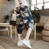 Verão Novo Estilo Chinês Moda Masculina Casual Calças de Praia de Perna Larga Calças Floridas Tamanho Grande Soltas Cropped Bloomers