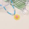Moda europea y americana estilo vacacional color flor tobillera pequeña fresca costura margarita retro simple joyería para el pie mujer
