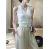 Verano 2025 Nuevo Chaleco de Seda de Hielo para Mujer Retro Ajustado Adelgazante Dulce y Picante Pura Tentación Cardigan de Punto con Cuello en V Ropa Interior