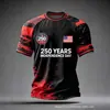 Estación Independiente 2025 Impresión 3D Digital Aniversario 250 de EE. UU. Manga Corta Cuello Redondo Casual Cómodo Ajuste Holgado Camiseta