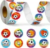 1 rolo/500 folhas de adesivos coloridos de futebol, adesivos criativos com tema esportivo da Copa do Mundo para recompensas infantis, adesivos para selar embalagens
