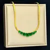 Collar de acero de titanio con hoja europea y americana para mujer, circón verde, no se decolora, simple, moda de comercio exterior, cadena para la clavícula, colgante explosivo de la red