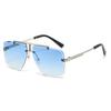 Estallidos transfronterizos Caja para gafas de sol sin montura de doble viga de otoño europea y americana Gafas de sol retro para hombre Gafas de sol de moda transfronterizas