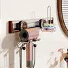 Suporte de armazenamento para secador de cabelo, suporte de aço inoxidável, instalação sem furos, suporte de parede para secador de cabelo, prateleira de armazenamento de parede