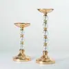 Novos Adereços de Casamento Vaso de Flores de Ferro Estilo Europeu Decoração da Mesa Principal do Casamento Recipiente para Arranjo de Flores Vaso Ornamentado de Flor de Mesa Dourado Galvanizado