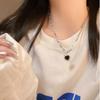 Collar de cadena doble de amor dulce y genial para mujer, de nicho de lujo ligero, suéter, cadena para suéter, sentido del diseño, cadena para clavícula de alta calidad, venta al por mayor