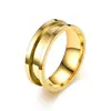 Atacado do Fabricante Anel de Aço Inoxidável 8mm Borda Chanfrada Sulco Anel de Moda Europeu e Americano Amazon Joias Banda Lisa para Homens e Mulheres