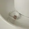 Anillo Dopamina Ovalado de Plata de Ley S925 Coreana con Aguamarina para Mujer Diseño Versátil Índice de Gama Alta de Nicho