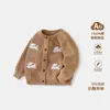 Suéter cárdigan bordado de cachorro para niños 2026 Nuevo estilo Primavera y Otoño Unisex Chaqueta de punto para bebé Suave y amigable con la piel Elegante