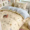 Juego de cama de tres piezas para dormitorio de estudiante universitario, estilo sábana bajera, 100% algodón puro, funda nórdica, sábana, ropa de cama, juego de seis piezas para colchón
