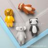 Mobiliário Quarto Infantil Puxador de Porta de Armário Mesa Animal Fofo Desenho Animado Leão Raposa Coala Panda Cerâmica Puxador Pequeno