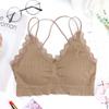 Nuevo Estilo Hermoso Encaje en la Espalda Camisola Envolvente de Pecho Sin Aros Sujetador Deportivo con Almohadillas Top de Tubo Ropa Interior para Niñas