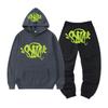 Traje europeo y americano Y2K de SynaWord High Street para hombre, sudadera con capucha de hip hop de moda, pantalones de suéter estampados Syna