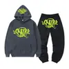 Synaword High Street Y2K Traje Europeo y Americano para Hombre Ins Tendencia Hip-Hop Sudadera con Capucha Sudadera Estampada Syna Pantalones