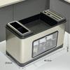 Estante de Almacenamiento de Acero Inoxidable Multifuncional Suministros de Cocina Tubo para Palillos Encimera Condimentos Almacenamiento Doméstico Soporte para Cuchillos