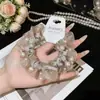 Scrunchie retrô com estampa de leopardo cor de café para outono, estilo coreano, moderno, versátil, elástico durável para rabos de cavalo e acessórios de cabelo