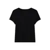 Camiseta de cuello redondo de Tencel Lenzing Modal para mujer, top de verano, 2026 corte ajustado, seda de hielo fresca, hombro normal, manga corta