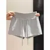 Shorts de Pierna Ancha, Corte A, Cintura Elástica con Cordón para Mujer, Ropa de Verano para Exteriores, Versátiles, Anti-Exposición, Cubren Cadera, Hot Pants
