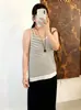 Chaleco de punto con cuello en U para mujer talla grande, colección otoño 2026, capa interior básica y versátil sin mangas para mujeres con curvas