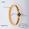Joyería para Manos Europea y Americana Anillo Geométrico Corte de Línea Árbol de la Vida Diamante de Barro Incrustado Accesorios de Pulsera Pulsera de Acero de Titanio para Mujeres