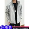 Chaqueta Casual Estilo Coreano 2026 con Cuello Alto para Hombre, Estilo Primavera/Otoño, Engrosada, Color Sólido, Deconstruida, Costuras Expuestas, Retazos, Ropa Exterior, Holgada, Versátil