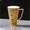 Taza Grande con Forma de Trompeta de Porcelana Fina con Borde Dorado, Taza de Agua de Gran Capacidad, Taza para Té con Leche, Taza para Cerveza, Taza para Jugos, Taza para Limonada