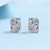 Pendientes de cristal de vidrio con pasador de plata S925 para mujer, pendientes rectangulares normales, pendientes simples de moissanita, regalo compacto y versátil