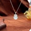 Plata Esterlina S925 Bolsa de la Fortuna de Cobre Transportador Collar de Calcedonia para Mujer Cadena de Clavícula Explosiva de Lujo Nicho Estilo Nacional Vintage Regalo