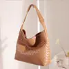 Bolso de Cuero Genuino para Mujer de Venta Caliente Transfronteriza, Bolso Tote Tejido Simple y de Moda, Bolso de Mano y Bolso de Hombro de Gran Capacidad para Mujeres, Hecho de Piel de Vaca
