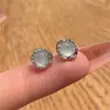 Brincos de Pedra Olho de Gato Nova Moda 2024 para Mulheres Agulha de Prata 925 Design de Nicho Joias de Alto Padrão Estilo Ins Venda por Atacado