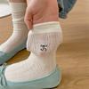 Calcetines JK Delgados Color Blanco Leche para Primavera y Verano Calcetines de Media Pantorrilla para Mujer Estilo Ballet Corte Calado Calcetines de Felpa Versátil Color Puro