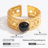 Anillo de acero inoxidable con piedra natural para mujer, nicho de alta gama, anillo de oro de 18 quilates, joyería de acero de titanio con viento INS, anillos transfronterizos
