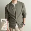 Suéter de punto grueso, mezcla de lana, antibacteriano, 490g, cárdigan para hombre, color liso, otoño/invierno, estilo vintage, ropa para hombre