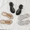 Sandalias Planas con Tira y Lazo de Pedrería, Nueva Moda de Verano, Zapatos Romanos Sencillos y Elegantes para Playa al Aire Libre J2018-2
