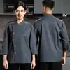 Ropa de trabajo de chef de manga larga para otoño e invierno, uniforme de chef con logo en la espalda para chefs de catering y restaurantes, ropa de trabajo de chef al por mayor