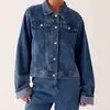 Estilo Europeo y Americano Transfronterizo Temu Solapa Cómoda Casual Chaqueta de Mezclilla para Mujer Chaqueta de Mezclilla para Mujer