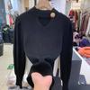 Cuidado com a Camiseta Base Máquina Design de Novo Estilo Primavera e Outono 2024 Top Chique Roupa Íntima Feminina Suéter de Tricô de Alta Qualidade para Mulheres