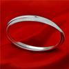 Pulsera redonda de plata 999.9 de un lado pulsera de estrella de moda estrella anillo doble liso pulsera de plata esterlina cerrada