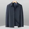 Jaqueta Executiva com Botões, Jaqueta Business Casual Masculina de Alta Qualidade para Meia-Idade e Idosos, Primavera e Outono, com Gola Reversível, Estilo Pai