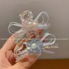 Pinza para el pelo pequeña de alta gama coreana con pedrería y perlas, lazo, para la parte trasera del cabello de mujer, pinza de tiburón, pinza para coleta